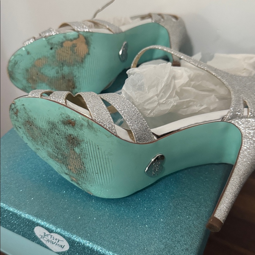Betsey Johnson Silver Glitter Heels - Picture 4 of 5